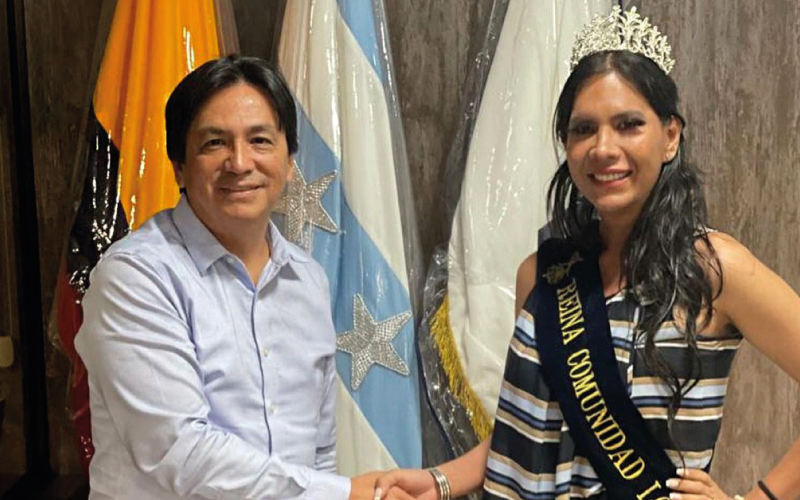 El Ph.D. Roberto Tolozano Benites, rector del ITB, sostuvo una reunión con Gaby Estrada Beltrán, reina de la comunidad LGBTIQ+