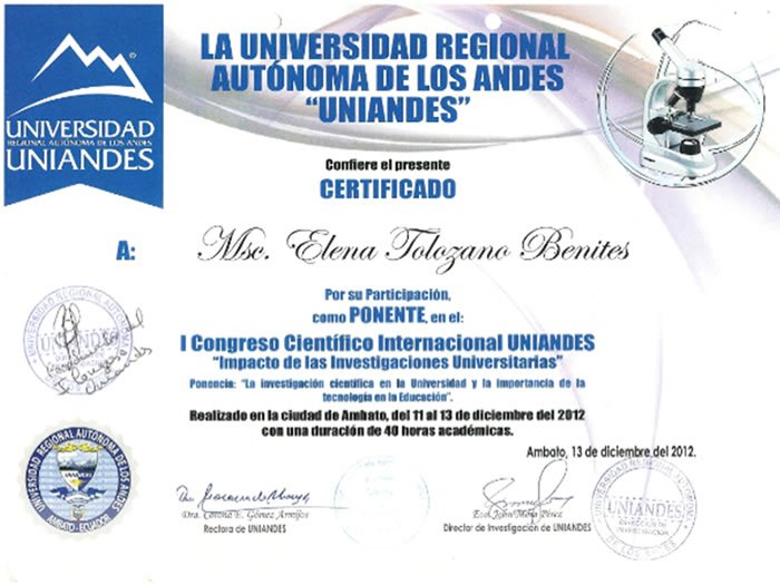 El ITB Presente en el I Congreso Científico Internacional Impacto de las Investigaciones Universitarias realizado por la Universidad Regional Autónoma