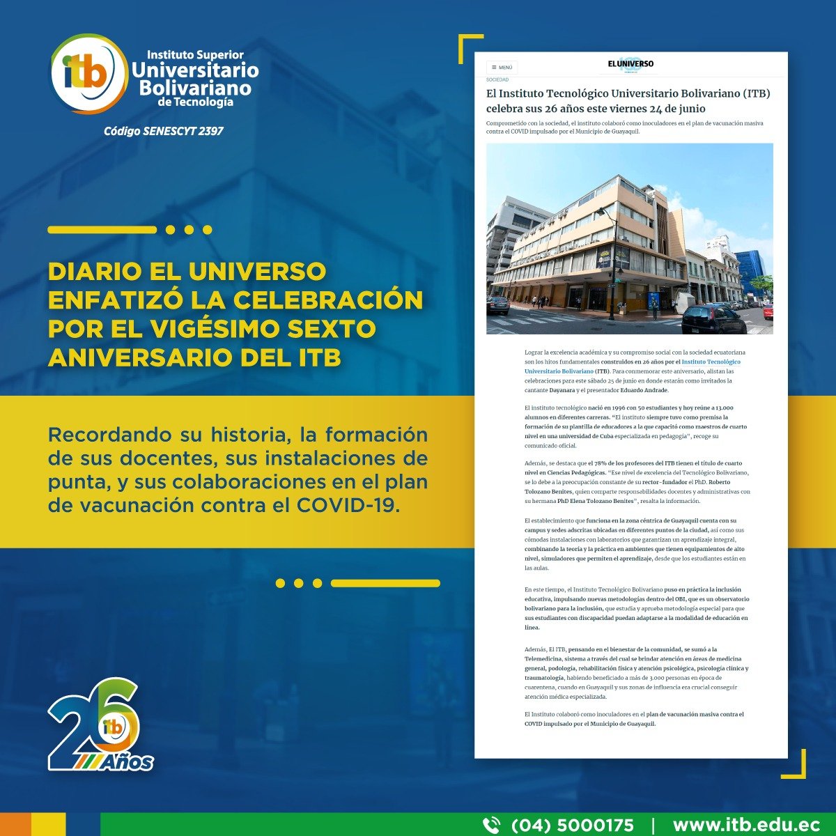 Compartimos con ustedes la nota que realizó El Universo