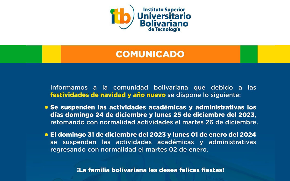 Compartimos información importante sobre las festividades de navidad y año nuevo.