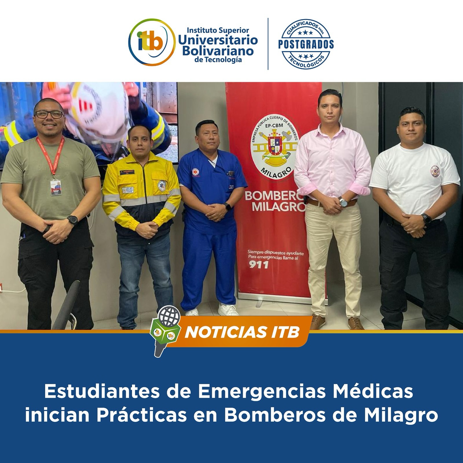 Estudiantes de Emergencias Médicas inician Prácticas Pre Profesionales en el Cuerpo de Bomberos de Milagro