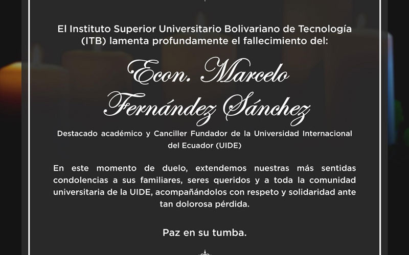 El ITB lamenta el fallecimiento del Econ. Marcelo Fernández Sánchez