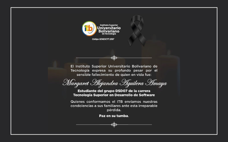 La Familia Bolivariana se une a la pena que enluta a sus seres queridos ante el sensible fallecimiento de Margaret Alejandra Aguilera Amaya