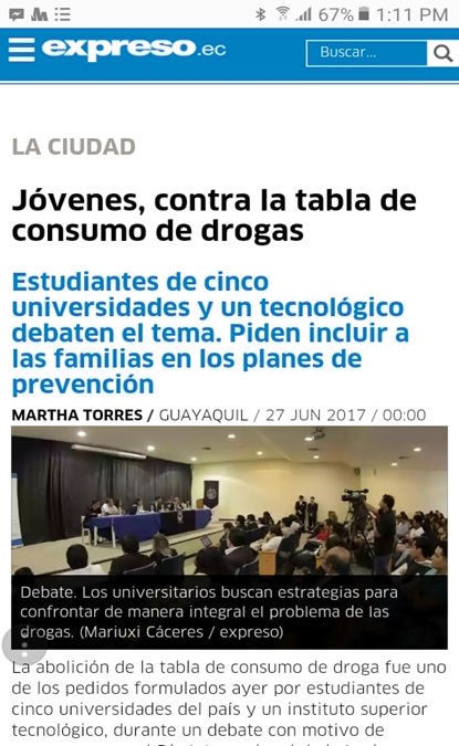 Estudiantes de ITB participan en debate sobre Prevención de drogas