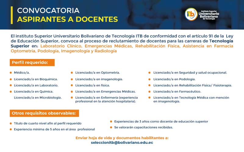 CONVOCATORIA ASPIRANTES A DOCENTES