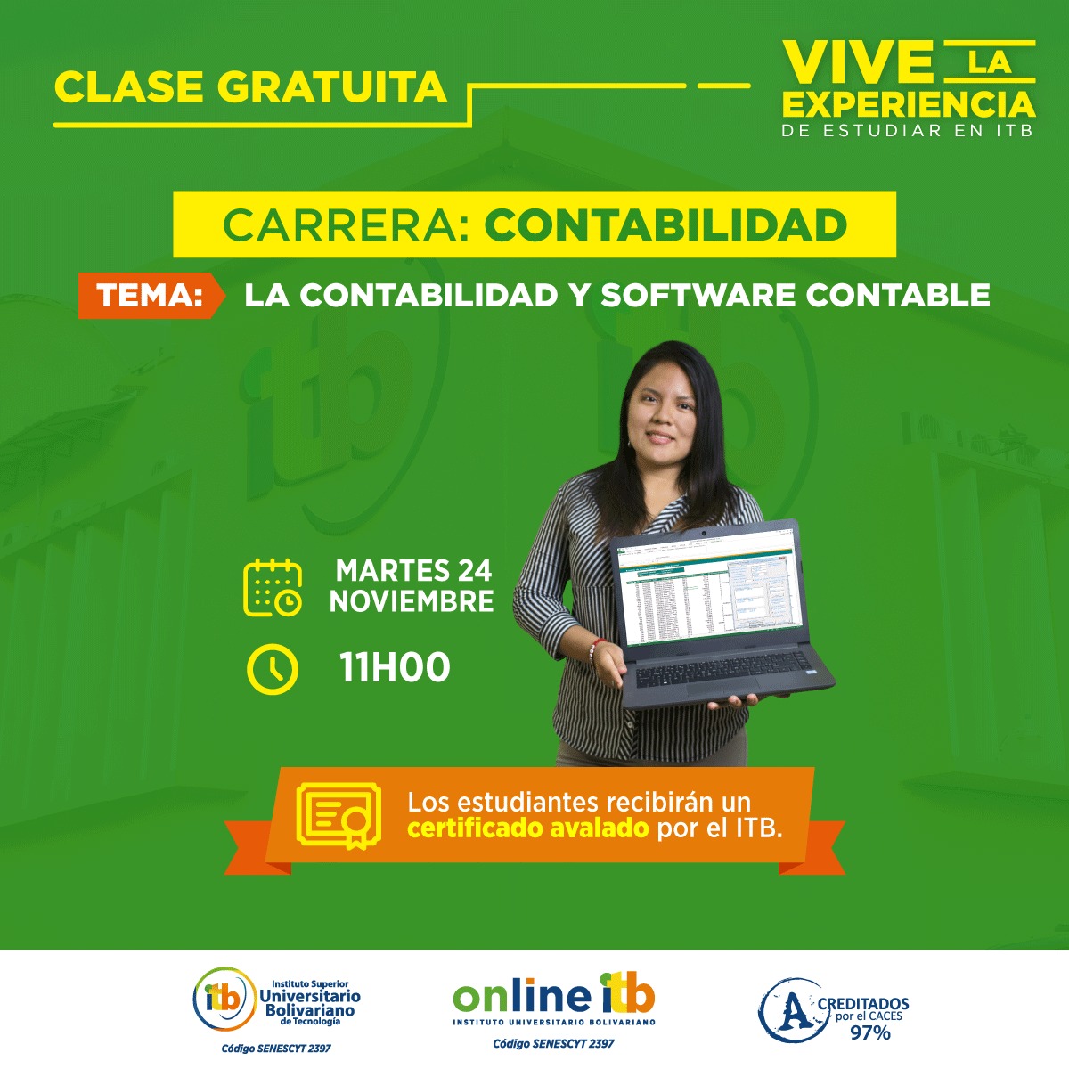 Asiste a nuestra clase práctica gratuita por un día y vive la experiencia de estudiar en ITB