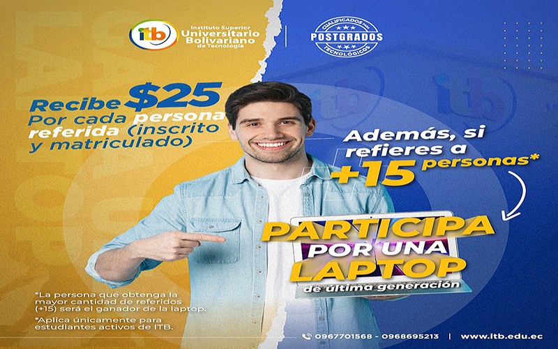 ¡Gana $25 por cada referido y participa por una laptop de última generación!