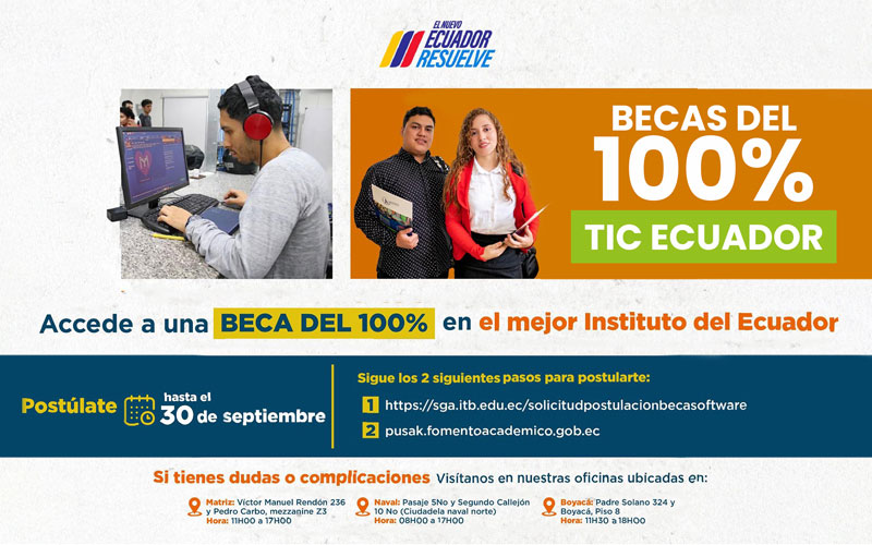 Accede a una beca del 100% en el mejor instituto del ecuador