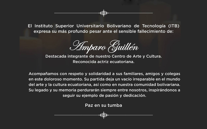 ITB expresa su profundo pesar por el fallecimiento de Amparo Guillén