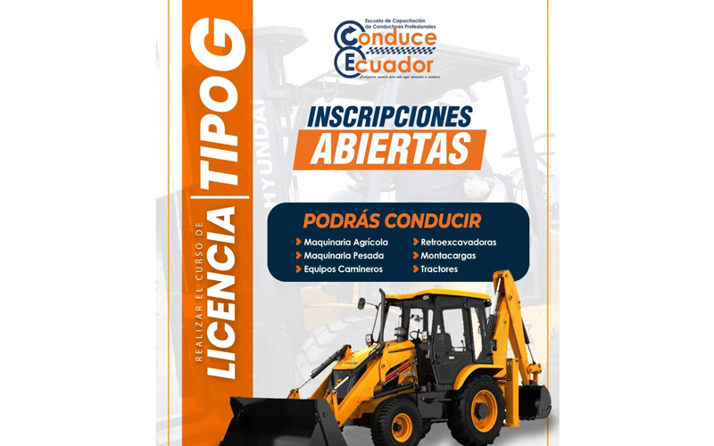 ¡Inscripciones abiertas para el curso de Licencia Profesional Tipo G en Conduce Ecuador del ITB! 
