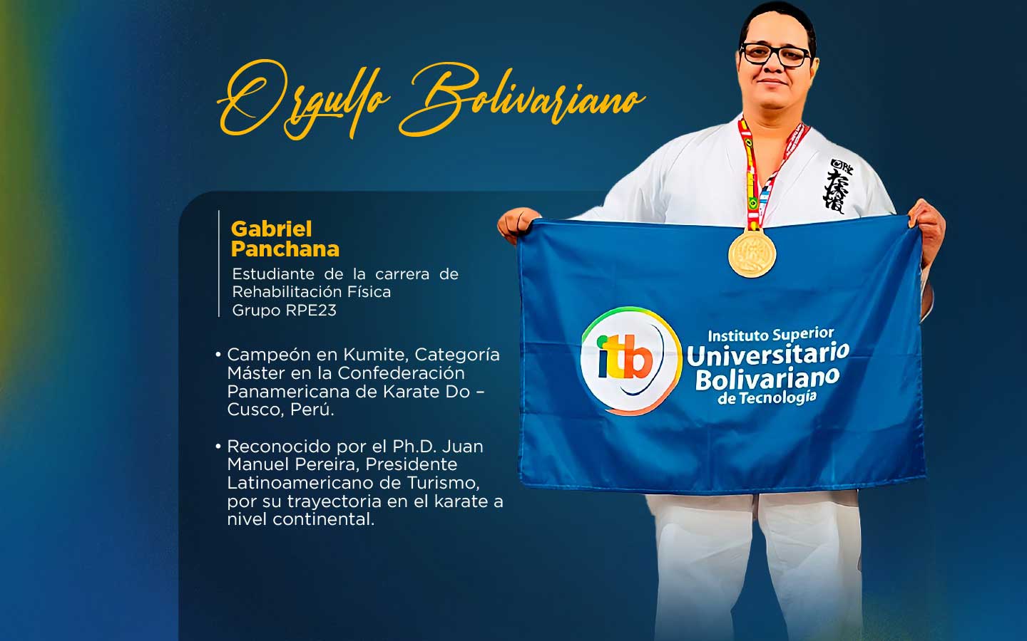 Con gran alegría celebramos el triunfo de Gabriel Panchana, estudiante de la carrera de Rehabilitación Física del ITB